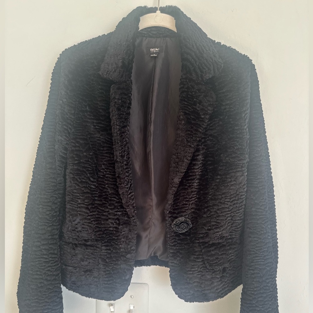 Mossimo Faux Fur Jacket Black Fully Lined Sz S